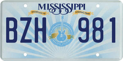 MS license plate BZH981