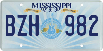 MS license plate BZH982