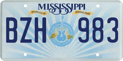 MS license plate BZH983
