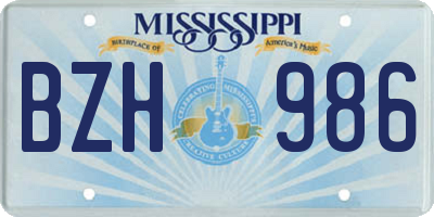 MS license plate BZH986