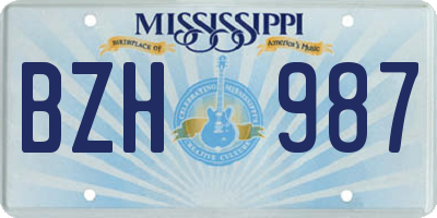 MS license plate BZH987