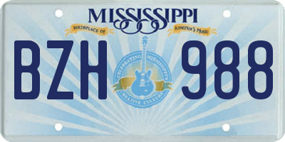 MS license plate BZH988