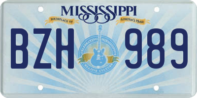 MS license plate BZH989