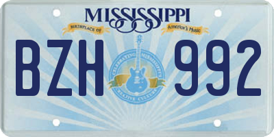 MS license plate BZH992