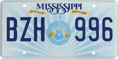 MS license plate BZH996