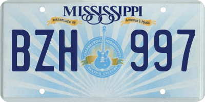 MS license plate BZH997