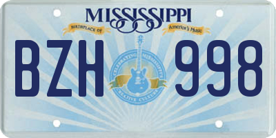 MS license plate BZH998