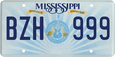 MS license plate BZH999