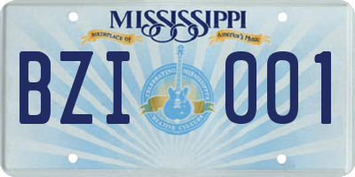 MS license plate BZI001