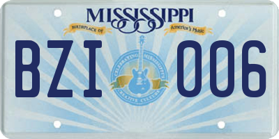 MS license plate BZI006