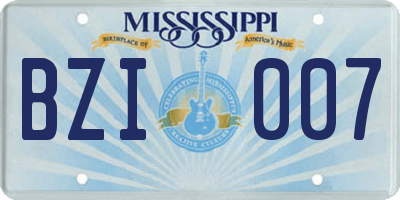 MS license plate BZI007