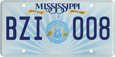 MS license plate BZI008