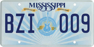 MS license plate BZI009