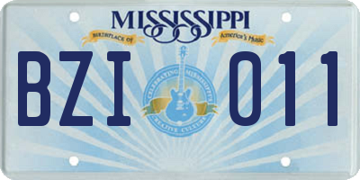MS license plate BZI011