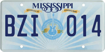 MS license plate BZI014