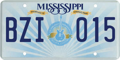 MS license plate BZI015