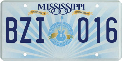 MS license plate BZI016