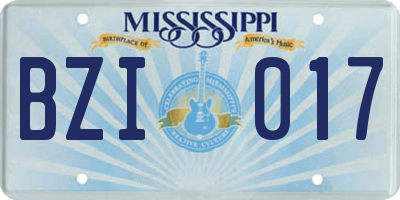 MS license plate BZI017