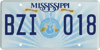 MS license plate BZI018