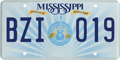 MS license plate BZI019