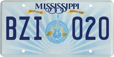 MS license plate BZI020
