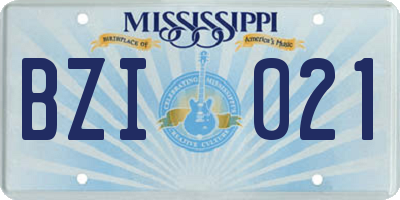 MS license plate BZI021