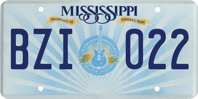 MS license plate BZI022