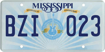 MS license plate BZI023