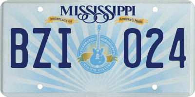 MS license plate BZI024