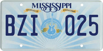MS license plate BZI025