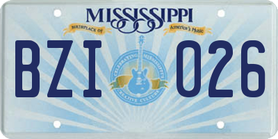 MS license plate BZI026