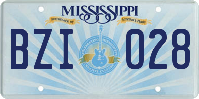 MS license plate BZI028
