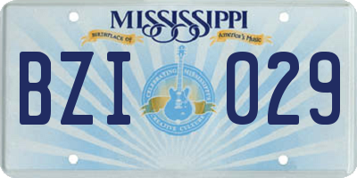 MS license plate BZI029