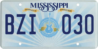 MS license plate BZI030
