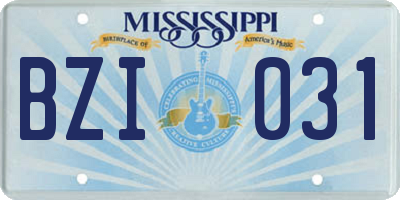 MS license plate BZI031
