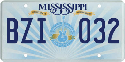 MS license plate BZI032