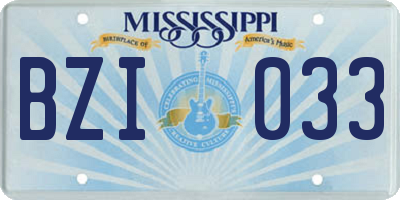 MS license plate BZI033