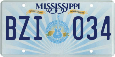 MS license plate BZI034