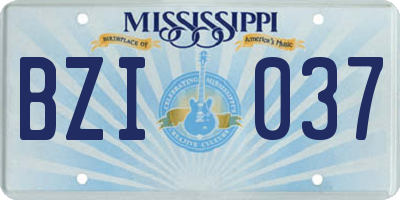 MS license plate BZI037