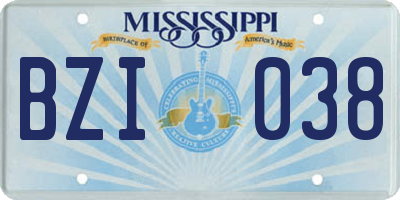 MS license plate BZI038
