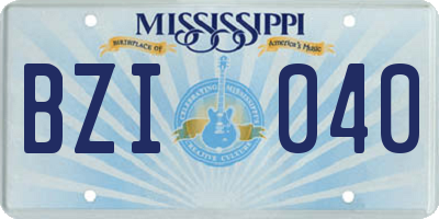 MS license plate BZI040