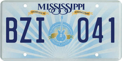 MS license plate BZI041