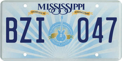 MS license plate BZI047