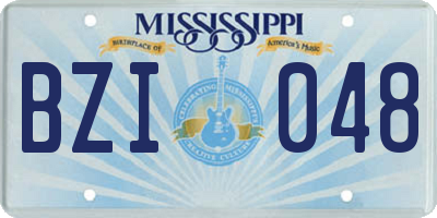 MS license plate BZI048