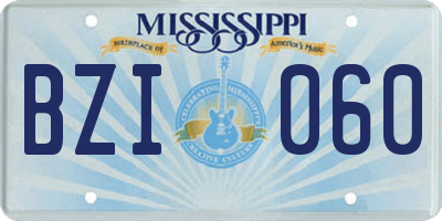 MS license plate BZI060