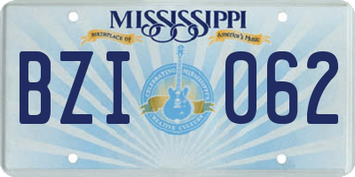 MS license plate BZI062