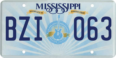MS license plate BZI063