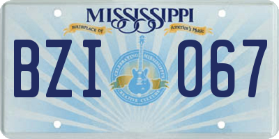 MS license plate BZI067