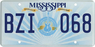 MS license plate BZI068