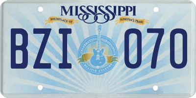 MS license plate BZI070